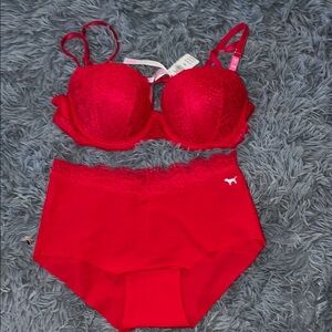 Pink/Victoria Secrets Red Lace Women's Intimates Set